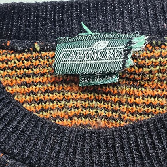 VTG Cabin Creek crew sweater floral black gold rust size Large AS IS - Picture 3 of 5